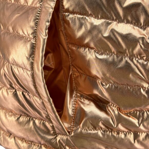 Think Royln Women's Puffer Poncho Lexington Jackets Sz S Hooded Rose Gold Down - Picture 11 of 12